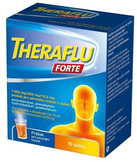 Theraflu Forte 1000 mg/200 mg/12,2 mg prášek pro perorální roztok 10 sáčků