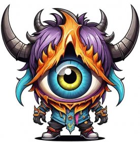 AI generated Monster eye cartoon and horn isolated on transparent ...