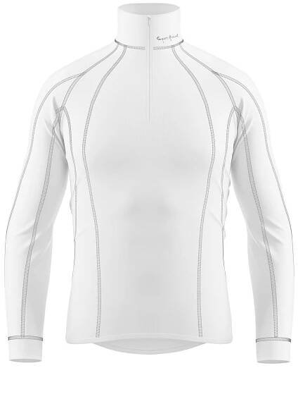 Pánské funkční triko dlouhý rukáv - stoják ECO zip bílá/šedá Bamboo Thermo