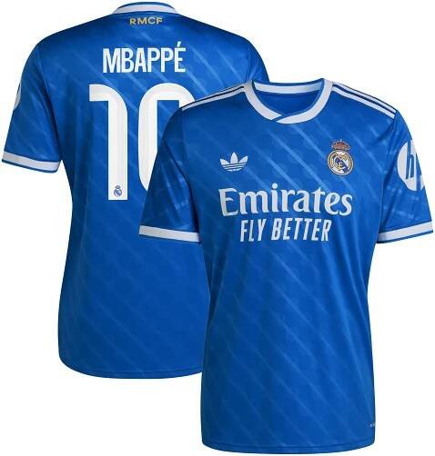 Real Madrid adidas Third Shirt 2025-26 with Mbappé 10 printing