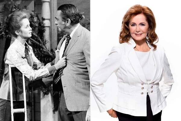 Suzanne Rogers as Maggie Horton and Bill Hayes as Doug Williamson on 'Days of Our Lives'; Suzanne Rogers poses as Maggie Horton for season 54 of 'Days of Our Lives'