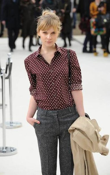 Clémence Poesy grey wool pants