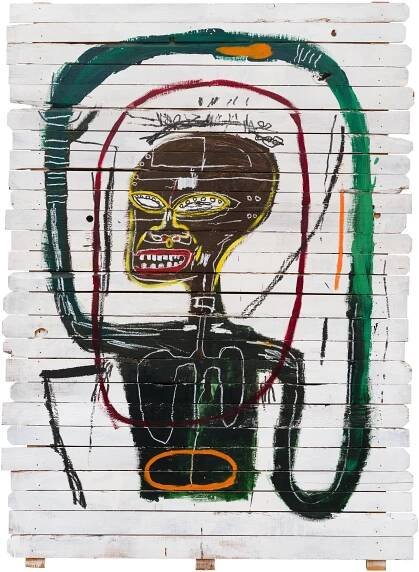 Jean-Michel Basquiat, Flexible, 1984. Acrylic and oil stick on wood, 102 × 75 inches (259.1 × 190.5 cm) © Estate of Jean-Michel Basquiat. Licensed by Artestar, New York. Photo: Jeff McLane