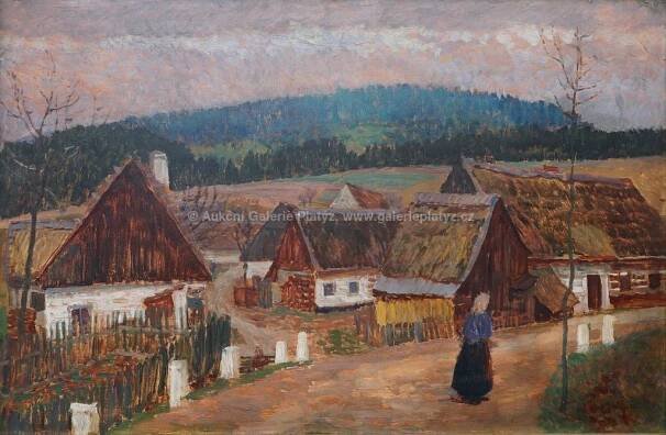 Antonín Hudeček / Mezi roubenkami - detail aukce « Aukce « Aukční Galerie Platýz