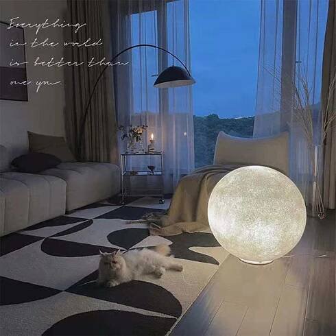 Simple White Moon Pendant Light Ball Floor Lamp -Homdiy