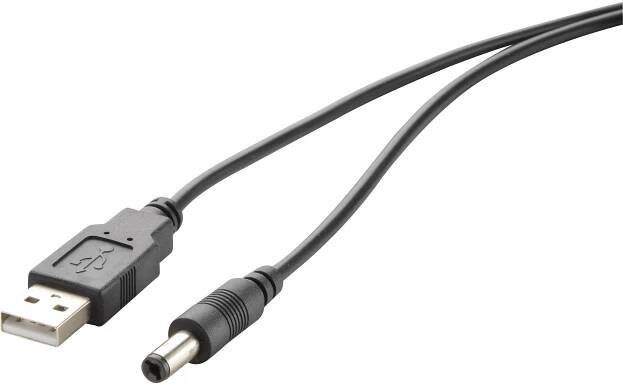 Renkforce Napájecí kabel USB USB 2.0 USB-A zástrčka, DC zástrčka 5,5 mm 1.00 m černá pozlacené kontakty RF-4079664 : Půhy.cz