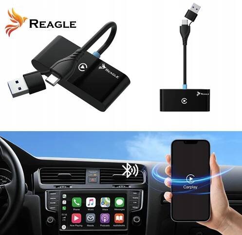 BEZDRÁTOVÝ CARPLAY ANDROID AUTO ADAPTÉR DO AUTA PRO APPLE IPHONE Stav balení originální