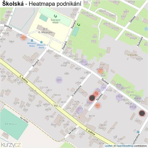 Mapa Školská - Firmy v ulici.