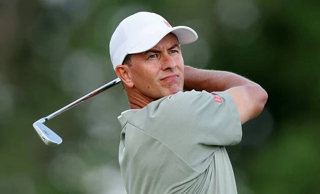 Adam Scott hits a tee shot on the 16th hole of hole during the third round of the U.S. Open.