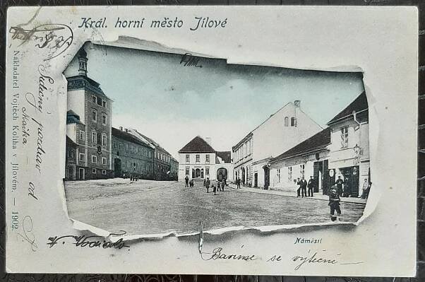 Praha-Západ Král.horní město Jílové u Prahy náměstí DA - Pohlednice místopis