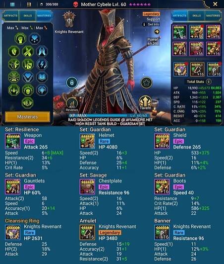 Raid Shadow Legends Mother Cybele Artifact and Stats Reference Guide for Doom Tower Build