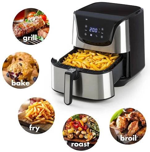 AeroVital Deluxe, horkovzdušná fritéza, 1700 W, 5,4 l, nerezová Deluxe. | Stříbrná metalíza
