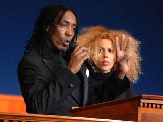 Ronald Turner, son of Ike and Tina Turner, speaks to the congregation, during a memorial service for his father Ike Turner