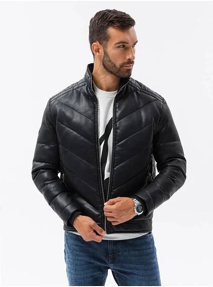 Ombre Clothing Pánská koženková bunda Zamora černá L