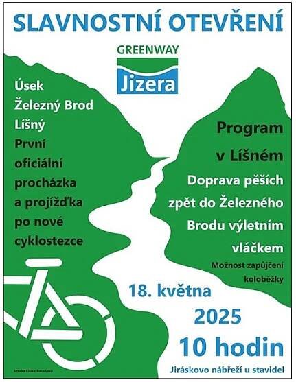 V neděli bude zprovozněn další úsek cyklostezky Greenway Jizera - Turnovsko v akci