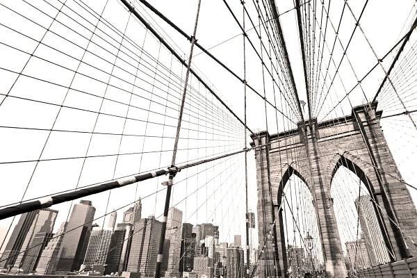 Manhattan bridge, new york city. Spojené státy americké.
