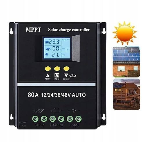 REGULÁTOR NABÍJENÍ LCD PANELŮ 12V/24V/36V/48V USB SOLÁRNÍ REGULÁTOR 80A