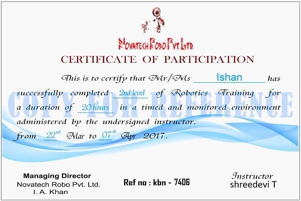 Novatech Certificate 