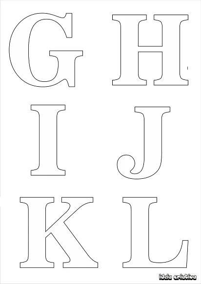 Molde de letras para imprimir alfabeto completo fonte vazada | Ideia Criativa - Gi Barbosa Educação Infantil | 刺繍 図案, アルファベットテンプレート, クイリングの型紙