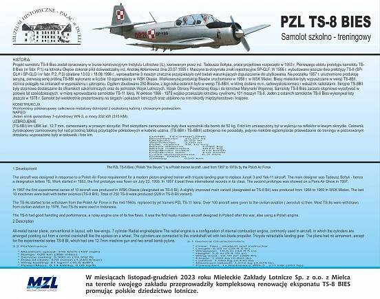 Renowacja samolotu PZL TS-8 Bies przez MZL Sp. z o.o. - Muzeum Historyczne - Pałac w Dukli