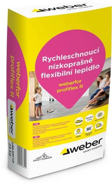 Flexibilní lepidlo na obklady a dlažby C2TF S1 Weberfor profiflex R 25 kg - EBAU.cz