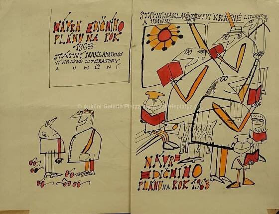 Adolf Born - Návrh ilustrace - Aukční Galerie Platýz