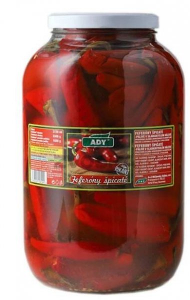 Feferony červené špičky palivé sterilované S4/1 ADY