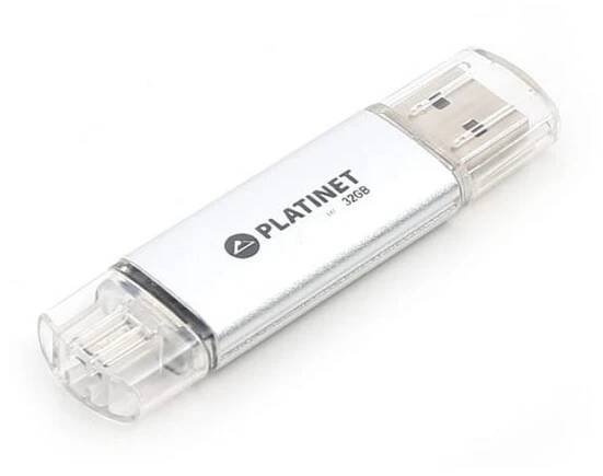 Dual Flash Disk USB + MicroUSB 32GB stříbrná