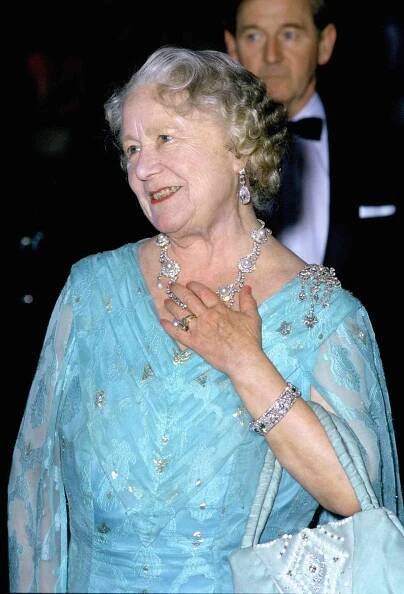 The Queen Mother wearing what would become Queen Camilla's engagement ring