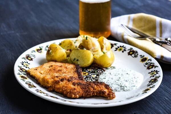 Frankfurt Schnitzel with Grie Soß (Green Sauce)