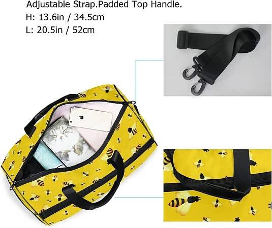 bee print duffel travel bag
