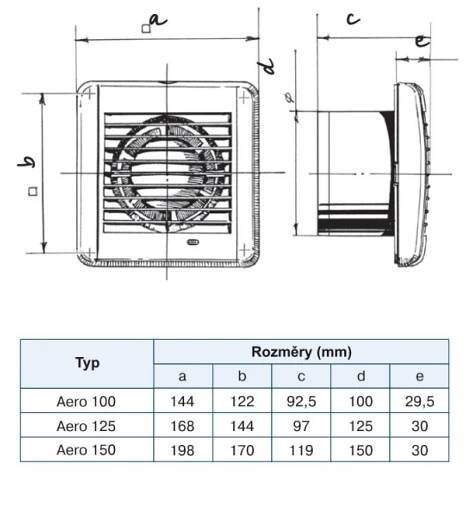 Ventilátor Aero 100T, časový doběh, ø100mm