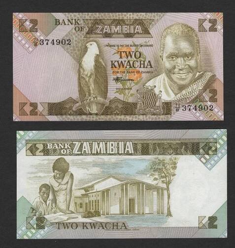2 KWACHA 1980-88 ZAMBIE P24 UNC - Sběratelství