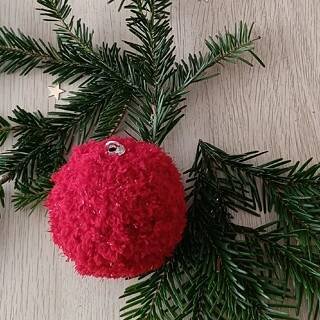 Vánoční hebká baňka, červená, 7 cm