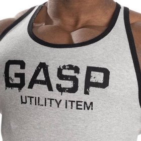 Gasp RIBBED T-BACK GREY MELANGE tank – pánské sportovní fitness tílko Gasp šedé