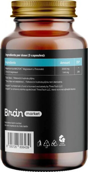 BrainMax Magtein®, Hořčík L-Treonát, 90 rostlinných kapslí
