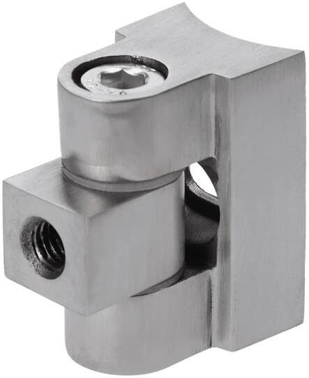 Nastavitelný pant 0-90° ke svorce skla/ plechu na trubku ø 42,4mm, broušená nerez K320 /AISI304 » polsvat.cz