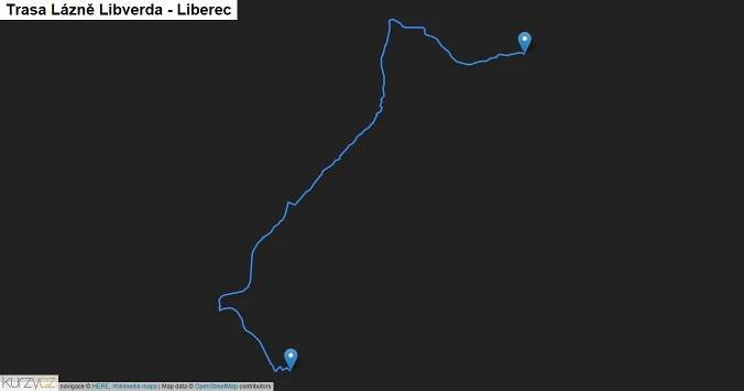 Lázně Libverda-Liberec, mapa trasy