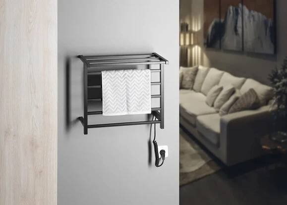 Sapho ELZOR elektrický sušák ručníků 500x470 mm, 60 W, černá mat EB510