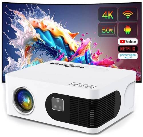 Mini projektor WiFi projektor Android TV FULL HD 4K 18000lm Autofocus Zenwire E601H