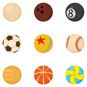Baseball set ikon. Kreslený sada 9 ball hra vektorových ikon pro web izolovaných na bílém pozadí — Ilustrace