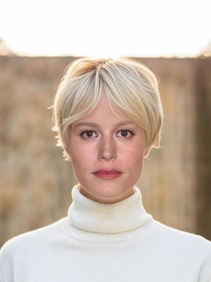AI Image of Brie Larson with Blonde Pixie