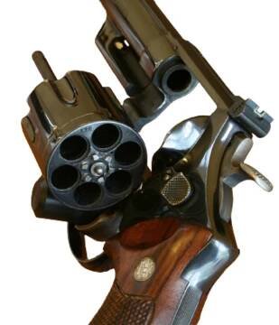 Smith & Wesson Model 29 cylinder open.