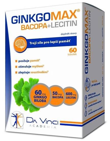 GinkgoMAX+Bacopa+Lecitin DaVinciAcademia tob.60 - skladem