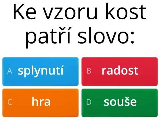VZOR KOST a PÍSEŇ - vyber slovo dle vzoru kost