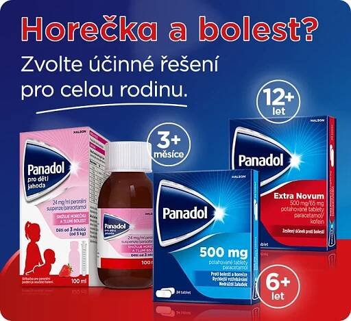 Horečka a bolest? Zvolte účinné řešení pro celou rodinu. Panadol.