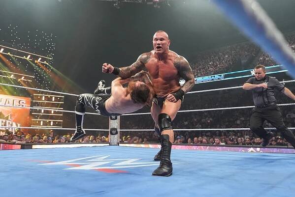 Randy Orton in action against Sami Zayn during SmackDown at Van Andel Arena on June 20, 2025 in Grand Rapids, Michigan.