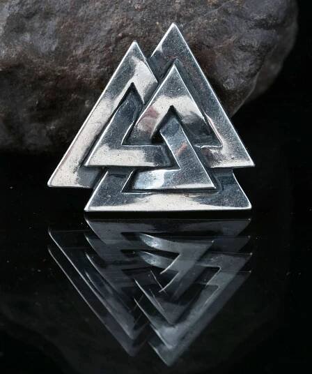 VALKNUT, stříbrný vikinský stříbrný přívěsek, Ag 925