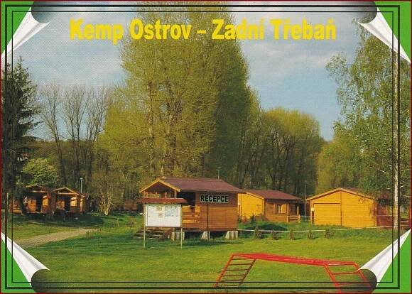 Zadní Třebaň * Kemp Ostrov, chata, krajina * Beroun * B645 - Pohlednice místopis