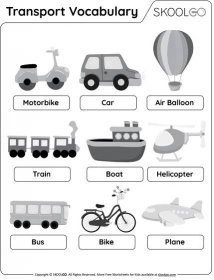 Transport Vocabulary - Free Worksheet for Kids - SKOOLGO